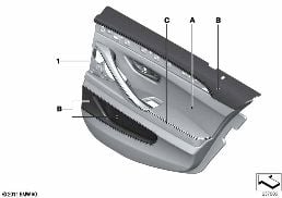 INDI. DOOR TRIM, ALL-LEATHER, REAR diagram for BMW 5 Series F10 LCI 530d