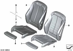 SEAT, FRONT, UPHLSTRY, COVER, SPORT SEAT diagram for BMW 4 Series F36 Gran Coupé 420i