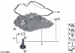 OIL PAN BOTTOM PART, OIL LEVEL INDICATOR