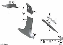 TRIM PANEL A- / B- / C-COLUMN diagram for BMW 3 Series F30 335i
