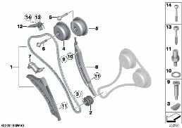 TIMING GEAR, TIMING CHAIN, CYL. 1-4 diagram for BMW 6 Series F12 LCI 650i