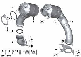 EXHAUST MANIFOLD WITH CATALYST diagram for BMW 5 Series F10 550i