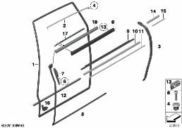Lišty a těsnění dveře zadní diagram for BMW Rolls-Royce Phantom RR1 Phantom