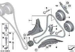 TIMING GEAR, TIMING CHAIN, CYL. 5-8 diagram for BMW 6 Series F12 LCI 650i