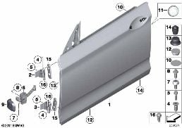 FRONT DOOR-HINGE/DOOR BRAKE diagram for BMW 5 Series F07 GT 550iX 4.0