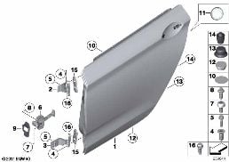 REAR DOOR - HINGE/DOOR BRAKE diagram for BMW 5 Series F07 GT 550iX 4.0