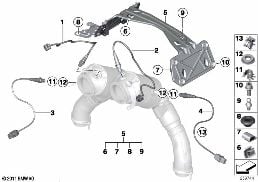 Лямбда-зонд/дополнительные элементы diagram for BMW 5 Series F10 M5
