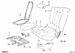 Sitz hinten 2-Sitzer/Einzelteile diagram for BMW 7 Series E32 750iL