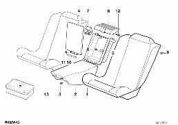 REAR SEAT PARTS diagram for BMW 8 Series E31 850Ci
