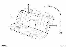 Neerklapb.achterbank/bekled.zitting diagram for BMW 5 Series E34 525ix