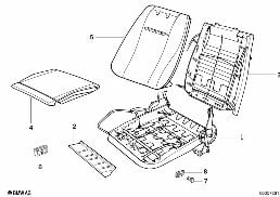 BMW SPORTS SEAT UPHOLSTERY PARTS diagram for BMW 3 Series E30 325i