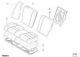 Stol bak stoppning o klädsel genomlastn. diagram for BMW 3 Series E36 318ti