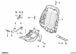 BMW SPORTS SEAT FRAME MECHANICAL diagram for BMW 3 Series E36 323i