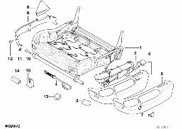 Zitting voor zitraam/sierafd. diagram for BMW 7 Series E38 735i