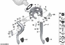 PEDAL ASSY W OVER-CENTER HELPER SPRING diagram for BMW 1 Series E82 135i