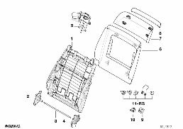 Zitting voor rugleuningraam/achterwand diagram for BMW 7 Series E38 735i