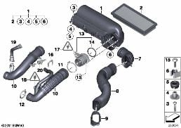 Ansauggeräuschdämpfer/Filtereinsatz/HFM diagram for BMW MINI Clubman R55 Coop.S JCW