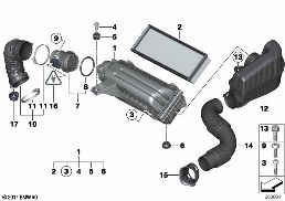 Slciador d admis./Elem. filtrantante/HFM diagram for BMW MINI Clubman R55 Cooper