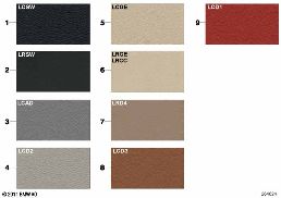 SAMPLE CHART, UPHOLSTERY COLORS, LEATHER diagram for BMW 3 Series E92 335i
