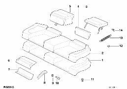 SEAT REAR, UPHOLSTERY & COVER BASE SEAT diagram for BMW 3 Series E36 323i