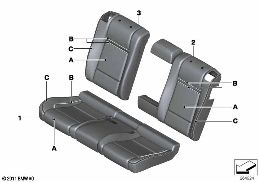 INDI. COVER, LEATHER, SEAT, REAR (S4UKA) diagram for BMW X6 E71 50iX
