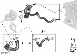 COOLING SYSTEM WATER HOSES diagram for BMW 1 Series F20 LCI 125i