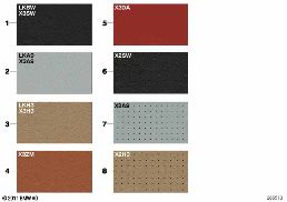 SAMPLE CHART, UPHOLSTERY COLORS, LEATHER diagram for BMW X5 E70 LCI M50dX