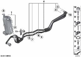 HEAT EXCH./TRANSMISSION OIL COOLER LINE diagram for BMW 4 Series F32 435iX