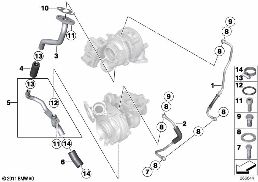 OIL SUPPLY EXHAUST TURBOCHARGER diagram for BMW 3 Series F31 LCI 325d