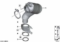 Выпускной коллектор с катализатором diagram for BMW 5 Series F10 M5