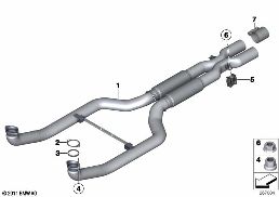 Передний дополнительный глушитель diagram for BMW 5 Series F10 M5