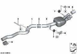 Система выпуска ОГ Зд diagram for BMW 5 Series F10 M5