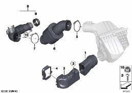 Conduit d'air silencieux d'admission diagram for BMW 5 Series F10 LCI 528i
