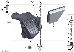 Silencieux d'admission/Filtre/HFM diagram for BMW 5 Series F10 LCI 528i