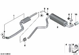 배기시스템, 뒤 diagram for BMW 3 Series F30 LCI 316i