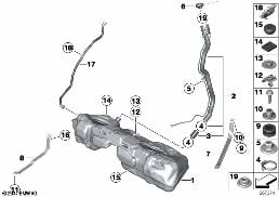 FUEL TANK/MOUNTING PARTS diagram for BMW 1 Series F20 LCI 125d