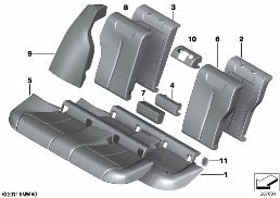 SEAT, REAR, UPHLSTRY/COVER, LOAD-THROUGH diagram for BMW 3 Series F30 LCI 320dX