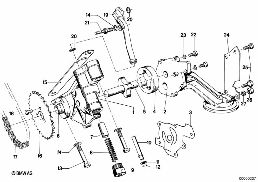 LUBRICATION SYSTEM/OIL PUMP WITH DRIVE diagram for BMW 5 Series E12 518