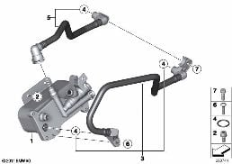 HEAT EXCH./TRANSMISSION OIL COOLER LINE diagram for BMW 5 Series F11 520i