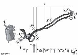 Échang. therm./conduite rad. huile BV diagram for BMW 5 Series F11 528iX