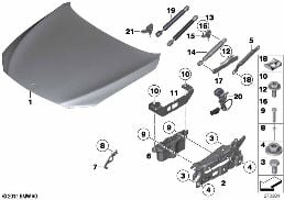 ENGINE HOOD/MOUNTING PARTS diagram for BMW 7 Series F01 LCI 740i