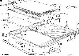 Schiebehebedach-Deckel/Himmelrahmen diagram for BMW 7 Series E32 750iL