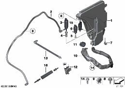RESERV.,WINDSHIELD/HEADLIGHT WASHER SYST diagram for BMW 7 Series F01 LCI 740dX