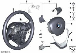 AIRBAG SPORTS STEERING WHEEL, LEATHER diagram for BMW 2 Series F22 LCI 220d