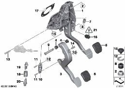Dźwignie nożne dla ręcznej skrzyni bieg. diagram for BMW X3 F25 20iX