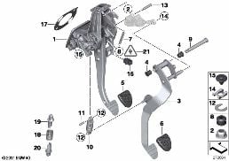 Mecanismo de pedales cambio manual diagram for BMW X3 F25 20dX