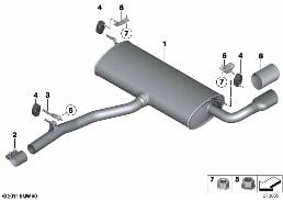 EXHAUST SYSTEM, REAR diagram for BMW X3 F25 20iX