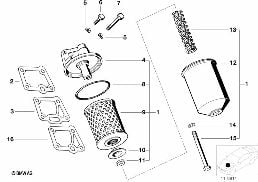 LUBRICATION SYSTEM-OIL FILTER diagram for BMW 5 Series E12 530i