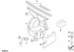 HOUSING PARTS, HEATER AND AIR CONDIT. diagram for BMW MINI R53 Cooper S