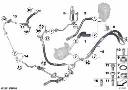 POWER STEERING/OIL PIPE/DYNAMIC DRIVE diagram for BMW 5 Series F10 LCI 530d
